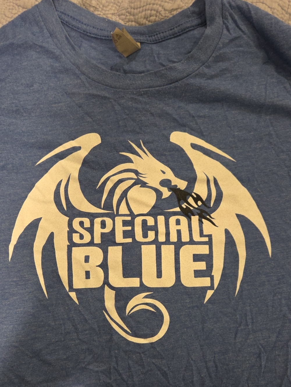 Next Level Apparel Light Blue Graphic Tee with White Dragon Logo - Picture 4 of 7